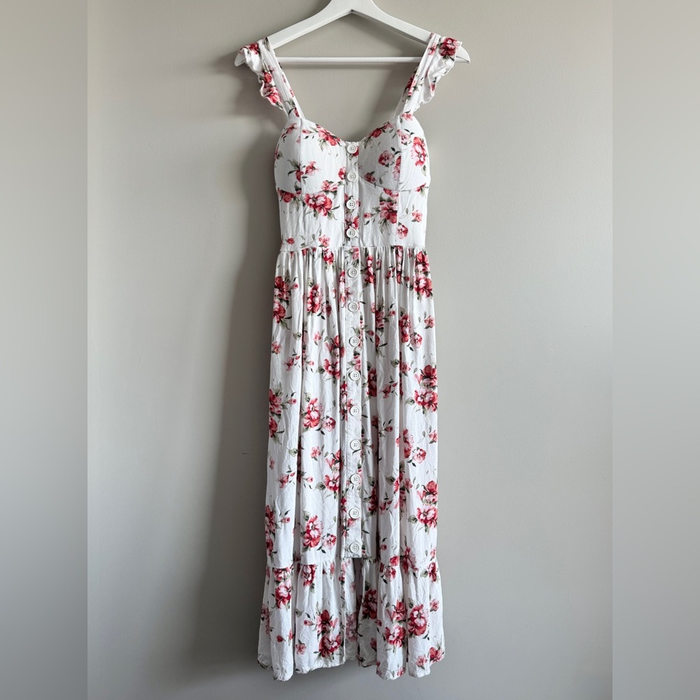 BOG Collective Floral Maxi Dress with Ruffled Straps